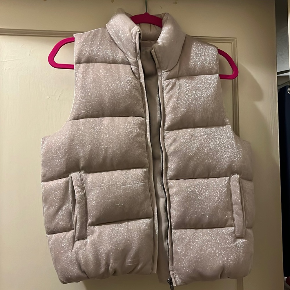 Steve Madden pink and silver puffer vest